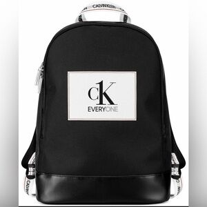 Calvin Klein CK Everyone Black Faux Leather Backpack Rucksack Gym Travel